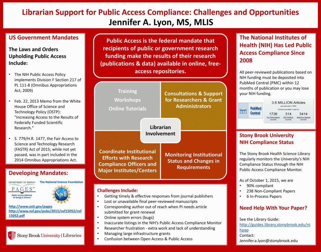"Librarian Support for Public Access Compliance: Challenges & Opportunities" by Jennifer Lyon