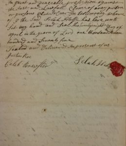 Brookhaven Land Deed signed by Selah Hulse, Caleb Brewster, and Justus Roe on April 28, 1775.