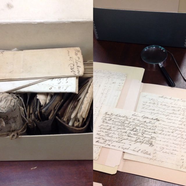 Lockwood family papers. Before treatment (left) and after (right). Special Collections, Stony Brook University Libraries.
