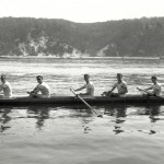 Stony Brook crew, 1962, rowing in Port Jefferson Harbor