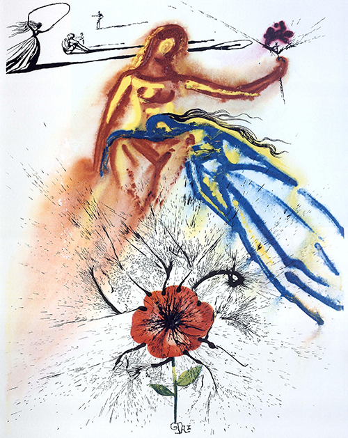 “Alice’s Evidence.” Illustration by Salvador Dali. Carroll, Lewis. Alice’s Adventures in Wonderland. New York: Maecenas Press-Random House, 1969