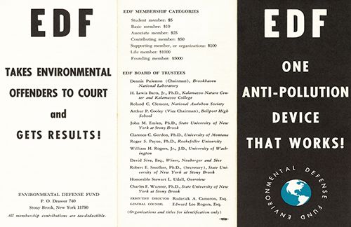 Brochure promoting the Environmental Defense Fund, ca. 1970.