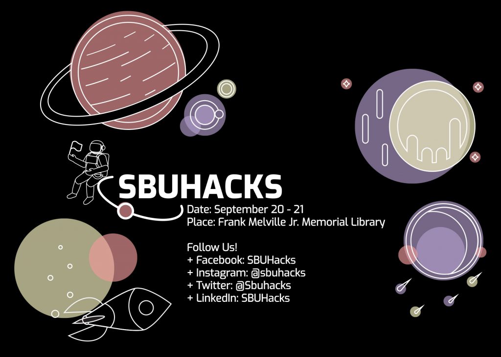 Graphic promoting SBUHacks event