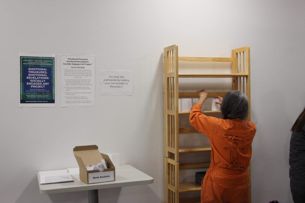 Prof. Nagasawa with tall display bookshelf