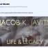 AI: Left black‑and‑white Marine Jacob K. Ajavits; right color portrait under starry sky; bridge; caption JACOB K. AJAVITS: Life & Legacy (AI-generated alt-text)