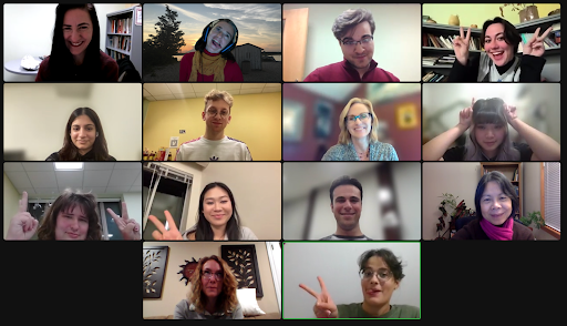 Screenshot of 14 SBU librarians and writing tutors in a Zoom grid