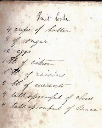 Recipe for “Fruit-Cake” by Ann Eliza Tuthill from the Samuel Hopkins Miller Collection, Special Collections, SBU Libraries.