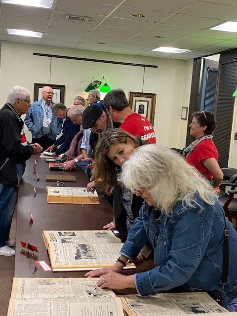 Class of 1973 alums visiting Special Collections and University Archives on June 3, 2023.