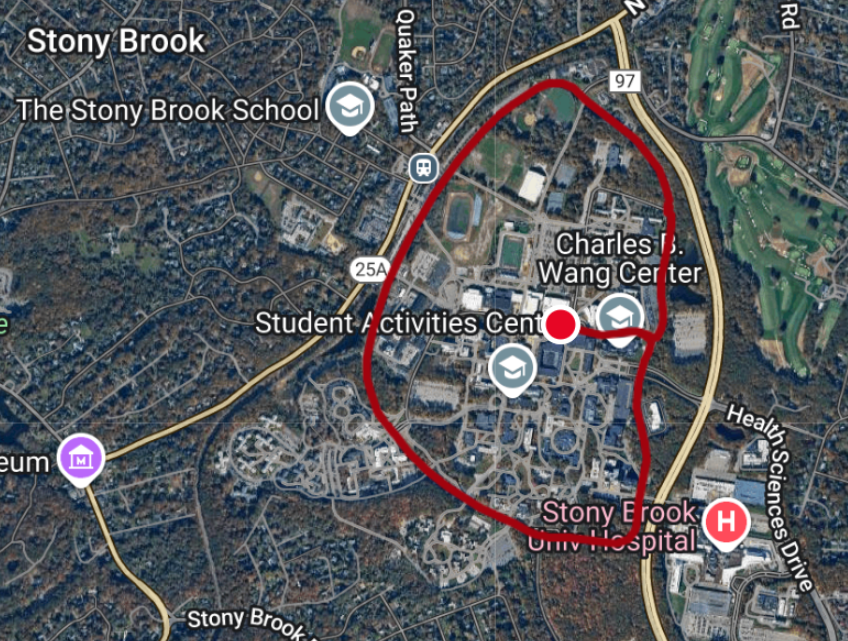 Map of Stony Brook campus.