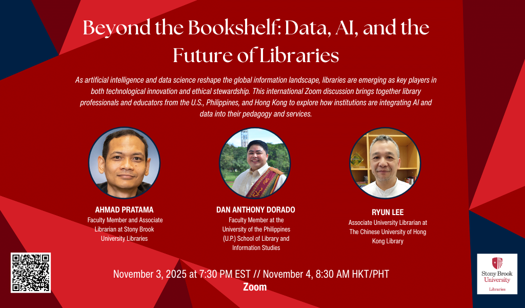 Image of the three panelists that will be speaking on an international AI panel on November 3, 2025.