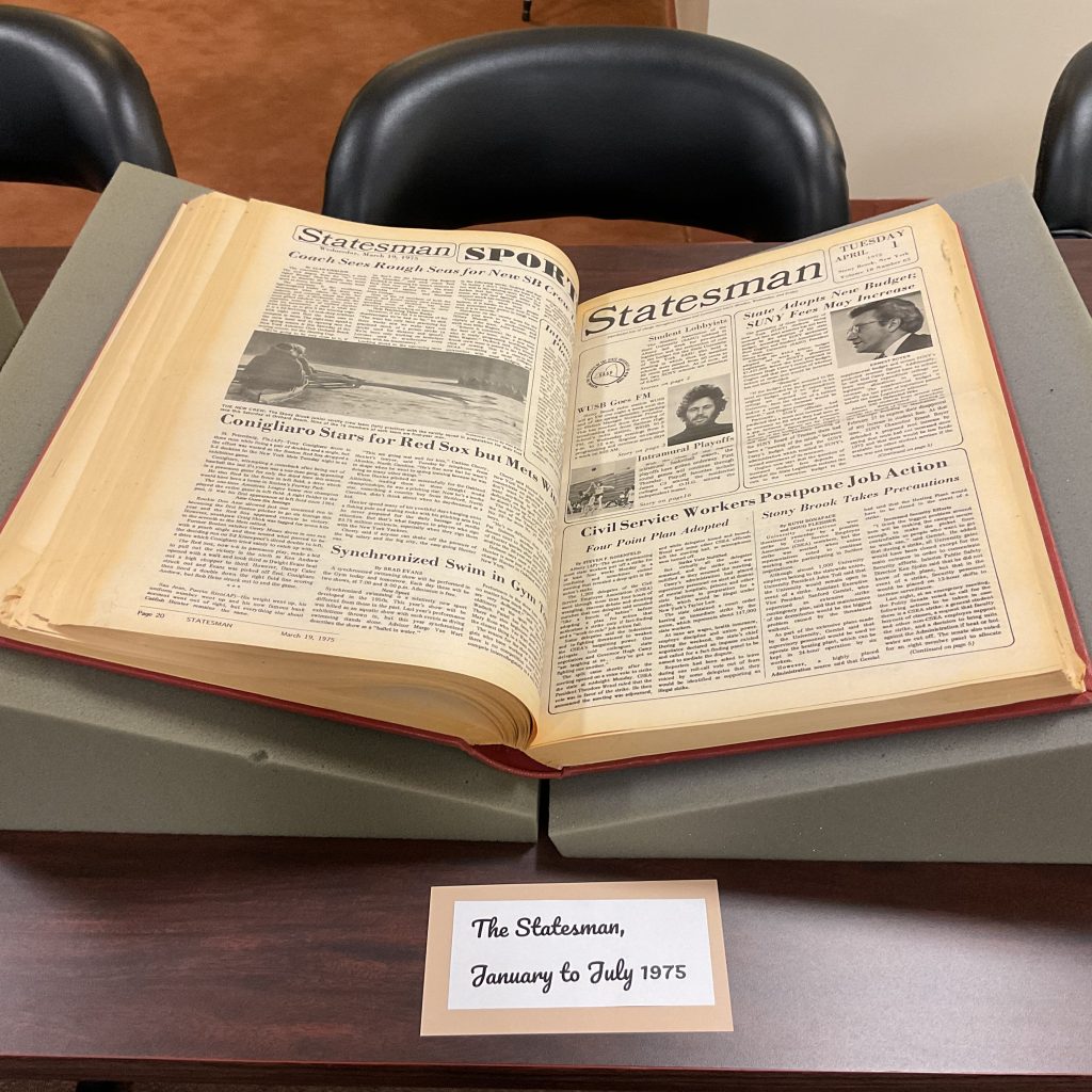 Bound issues of the student newspaper, The Statesman, January to July 1975. Source: University Archives.