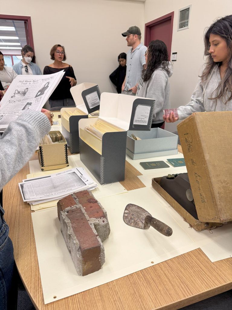 Students review manuscripts and artifacts from the Pietro di Donato Collection, a special collection at Stony Brook University Libraries, September 23, 2025.